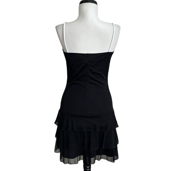 Vintage Deb Y2K Mini Dress Babydoll S Rhinestones Tiered Fairy Grunge Whimsigoth - Picture 3 of 12